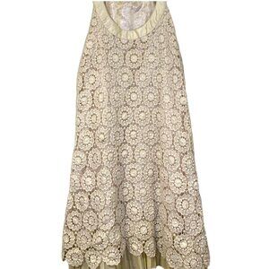 Altar'd State Dress Womens Medium Ivory Crochet Lace Overlay Pleated Shift Boho‎